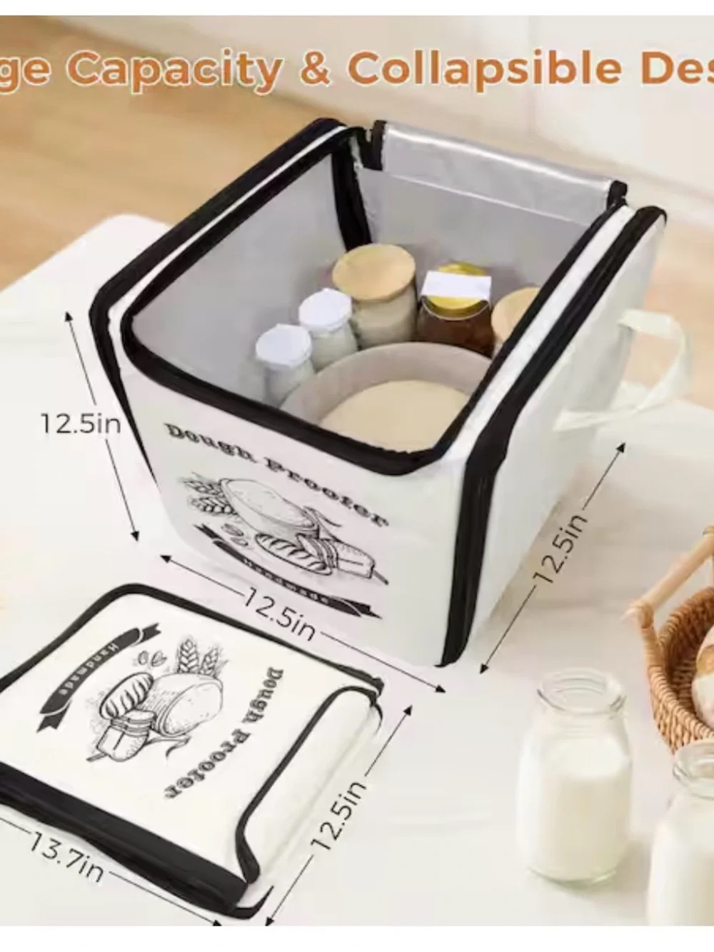 Folding Bread Proofing Box Fabric Dough Proofer with Temp Control 8-Timer Humidi